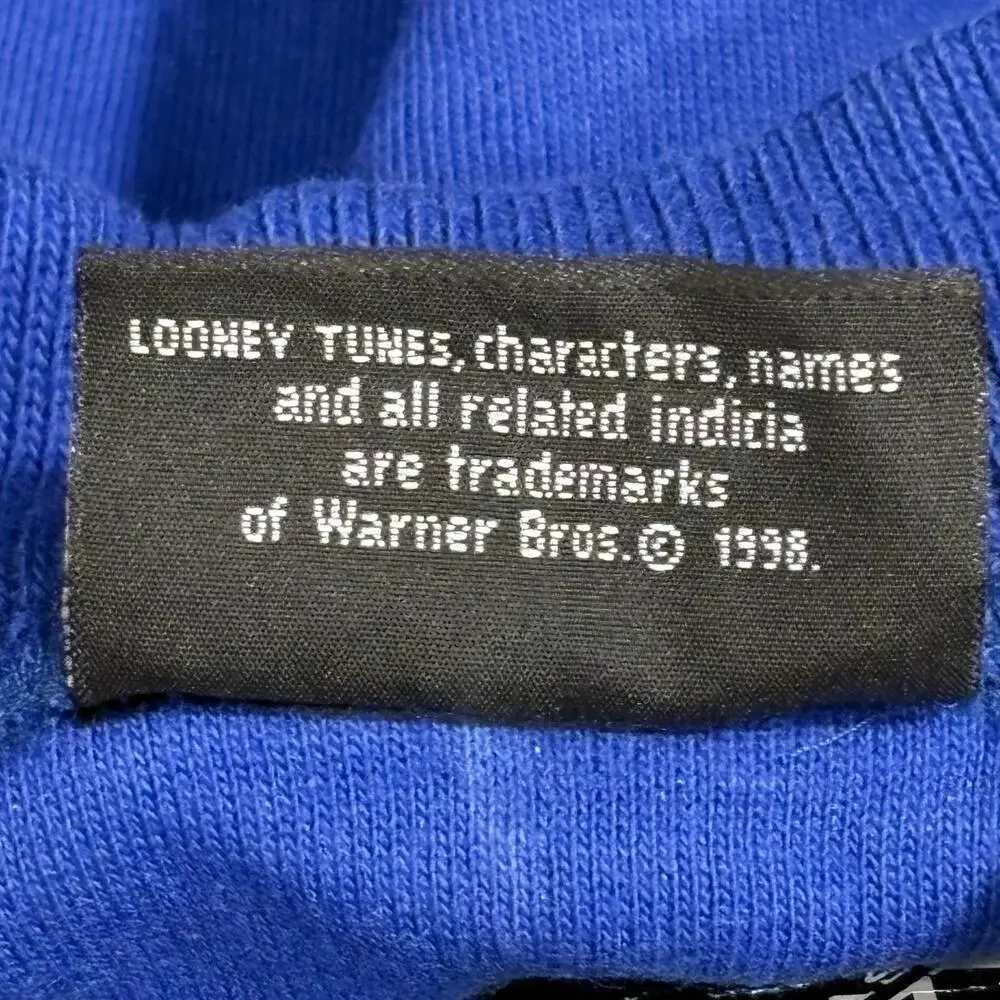 Vintage Looney Tunes Sweatshirt Boys 10-12 Blue Sylvester Tweety Fleece 90s